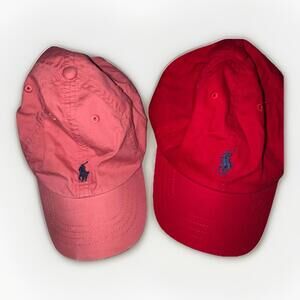 Polo Ralph Lauren Baseball Cap One Kid Size 4-7 Pink Red Casual Outdoor Lot Of 2